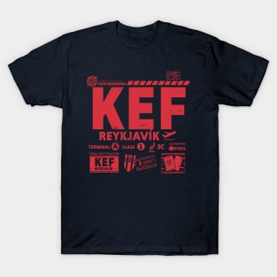 Vintage Reykjavik KEF Airport Code Travel Day Retro Travel Tag Iceland T-Shirt